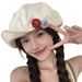High-quality retro Japanese cotton and linen cloud hat octagonal hat colorful felt buttons painter's hat asymmetric design hat_voghion.com