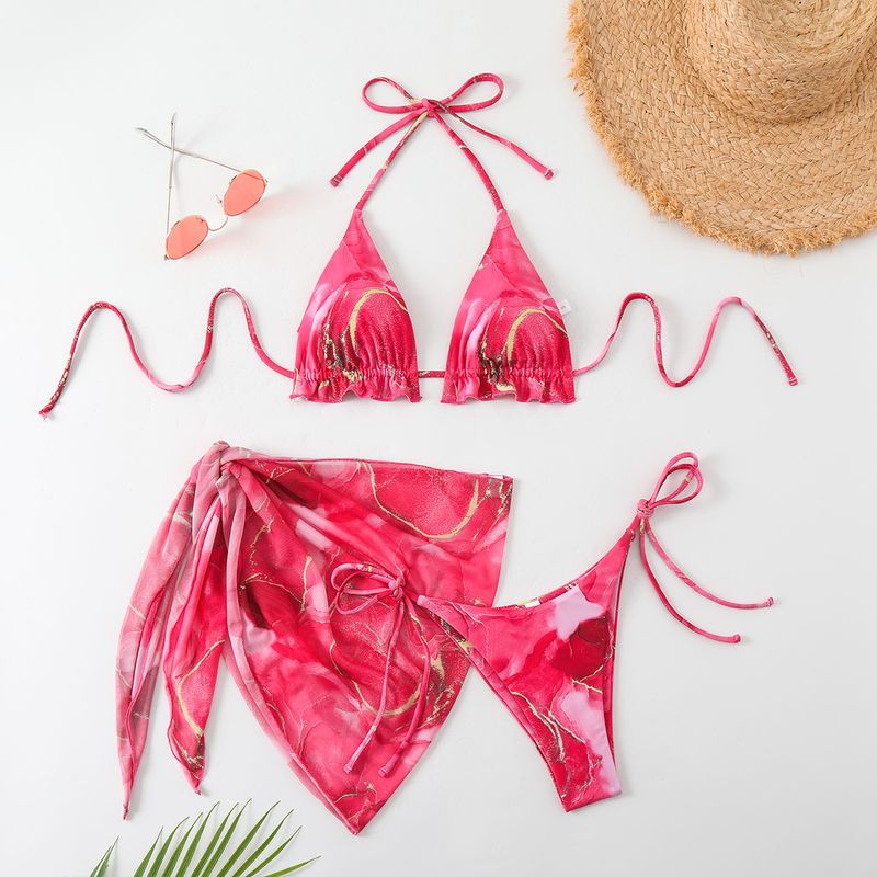 Dameskleding Bikini Driedelig Strandbadpak Sexy badpak Dames Halterhals Split_voghion.com