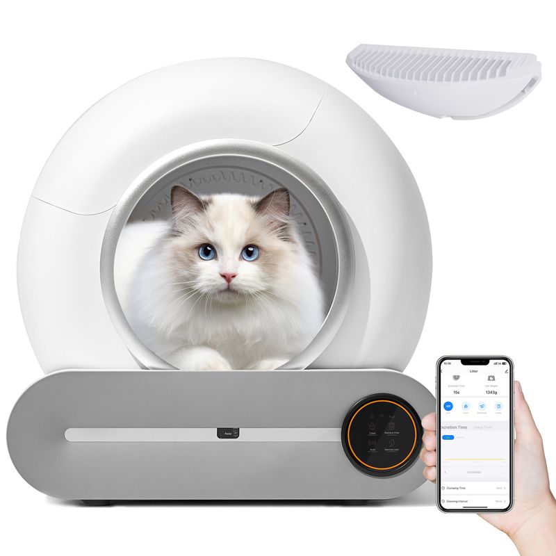 Self-Cleaning Cat Litter Box, Automatic Scooping and Odor Removal, App Control Support 2.4G WiFi, Smart Automatic Cat Litter Box with Liner_voghion.com
