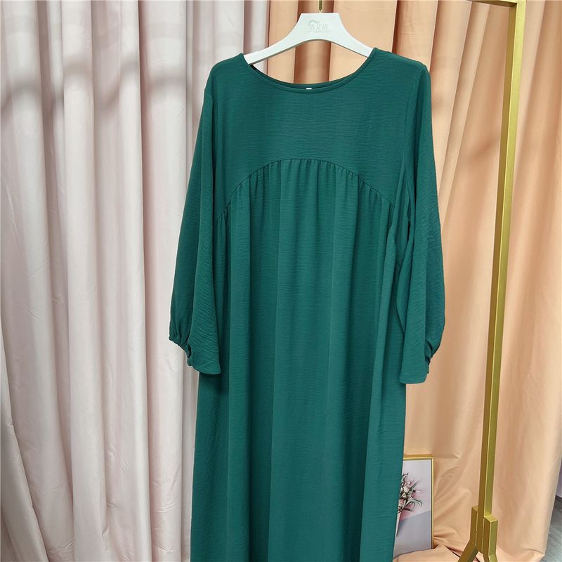 Damen-Robenkleid für den Nahen Osten, Satin-Swing-Kleid, muslimisches Kleid, Burka, Spleißen, großer Schwung, einfarbig, lockeres Kleid, muslimische Damenrobe_voghion.com