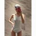 Moonstone One-Piece Triangle Racing Swimsuit For Women Plus Size With Chest Pads Double Layer Non-See-Through_voghion.com
