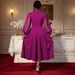 Elegant Plus-Size Purple Evening Dress – High Neck, Sheer Cutout, Chiffon Bell Sleeves & Crystal Belt (0XL-4XL, A-Line Midi, Formal Party Gown)_voghion.com