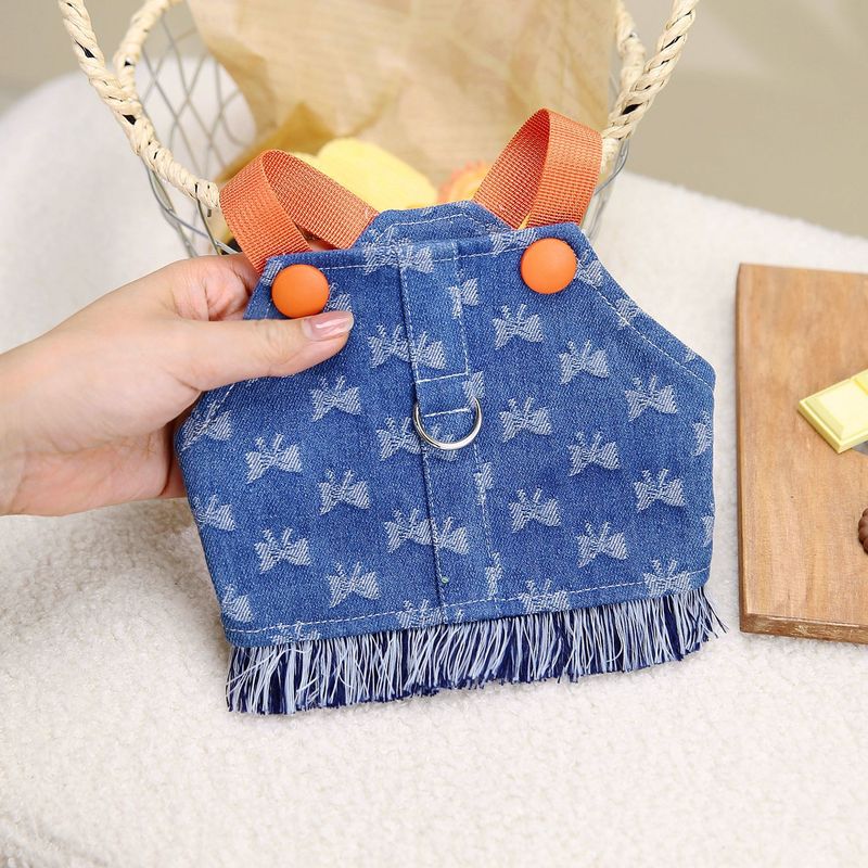 Haustier Hund Weste Kleidung, Haustier Brust zurück, Frühling und Sommer neue Artikel, 24 voller Boden Bogen Denim_voghion.com