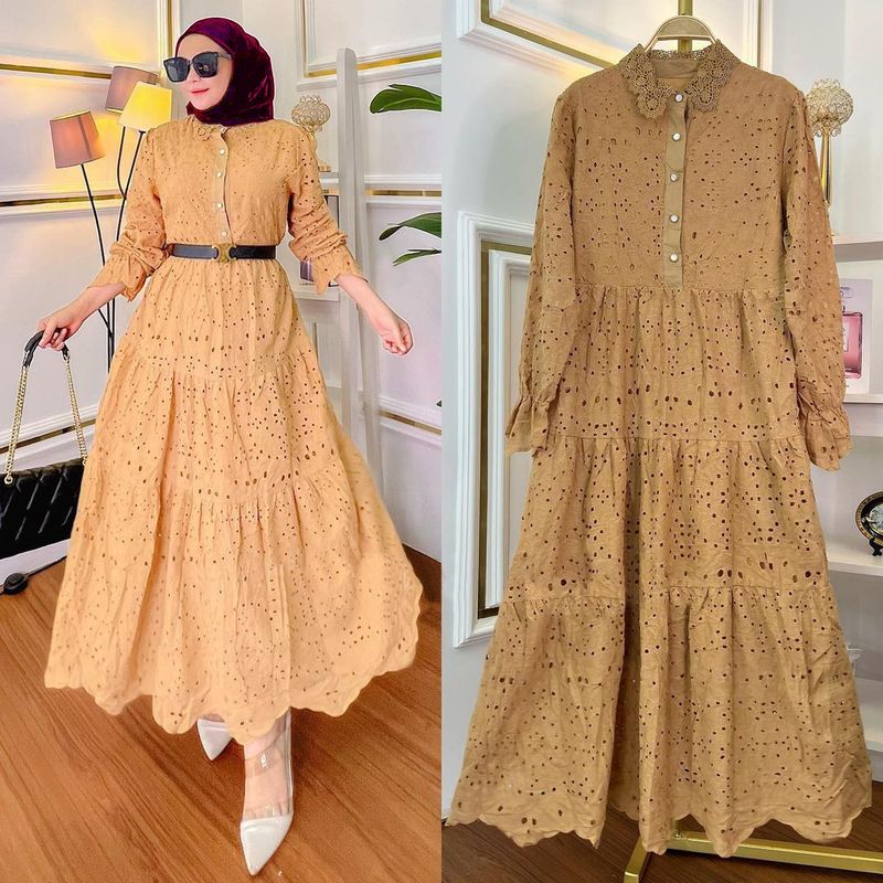 Vestido de encaje hueco bordado para mujer_voghion.com