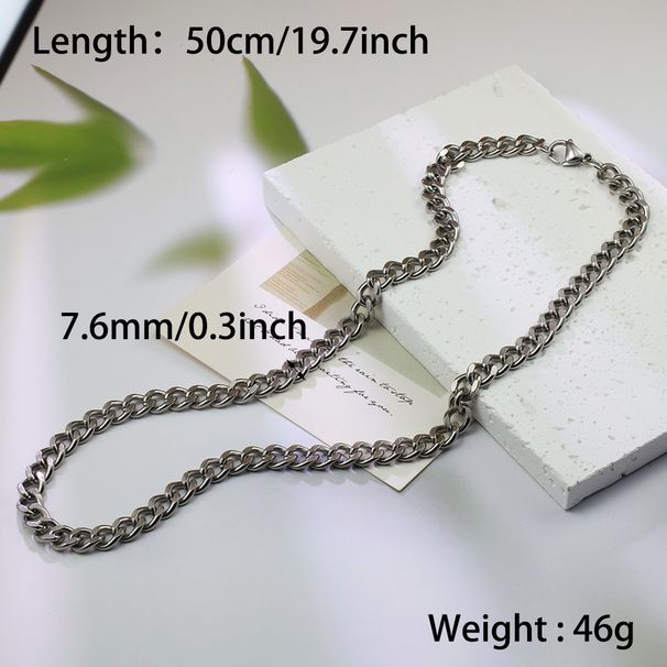 Vintage Style Solid Color Stainless Steel Men's Necklace_voghion.com