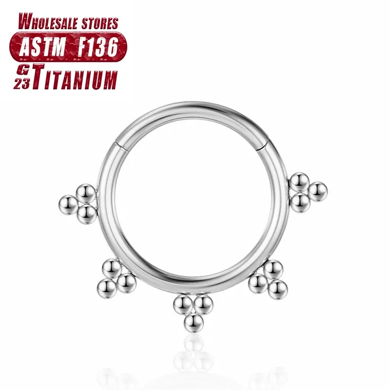 F136 Titanium Nose Ring Helix Cartilage Clicker Septum Tragus piercing Zircon Women 16G Earrings Hinged Section Body Jewelry_voghion.com