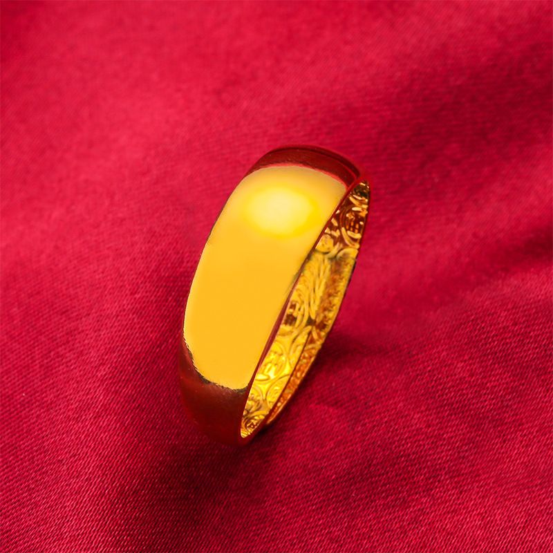 Unisex Brass Gold-plated European Coin Glossy Ring for Men and Women Wearable Gold-plated Pair Ring for Couple Vietnamese Sand Gold Jewelry_voghion.com