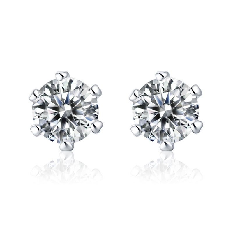 1 paire de clous d'oreilles en forme de cœur géométrique de style décontracté et simple, incrustés de cuivre et de zircons, plaqués or blanc_voghion.com