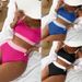 Nuovo costume da bagno due pezzi da donna a coste in tessuto speciale 2025, con blocchi di colore, vari colori_voghion.com