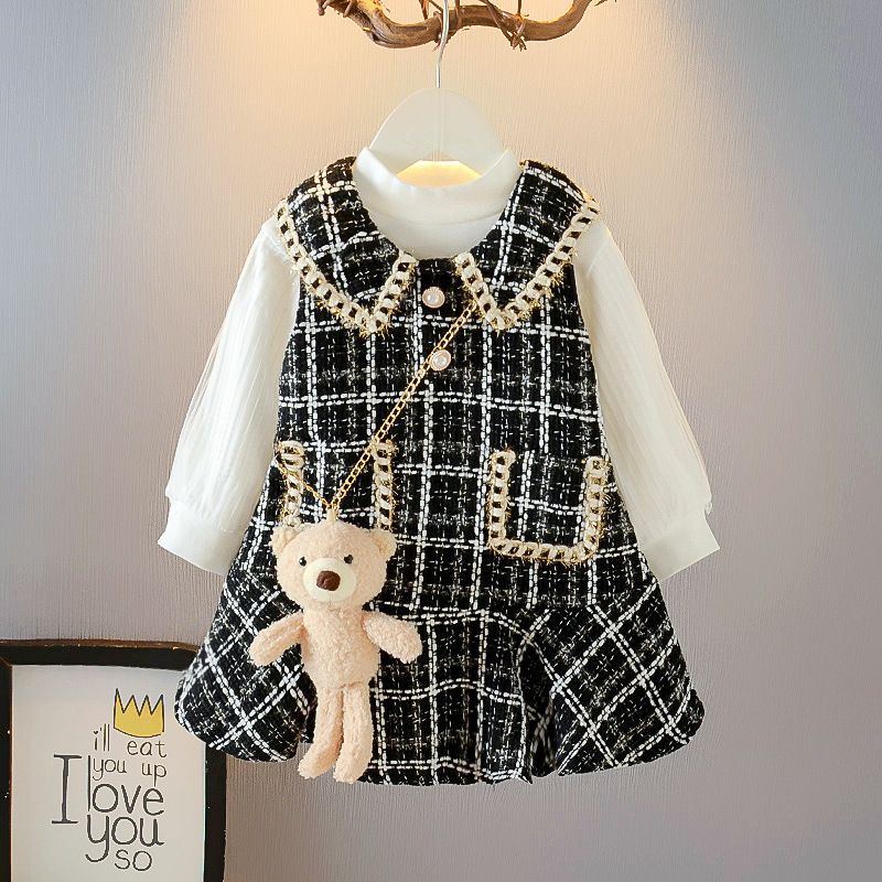 Children's Spring Set Plaid Skirt Two-piece Baby Girl Set Small Fragrant Wind_voghion.com