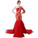 Elegantes Meerjungfrauen-Abendkleid – Rotes Hostessenkleid mit Schleppe, Bühnen- und Bankett-Festmode_voghion.com