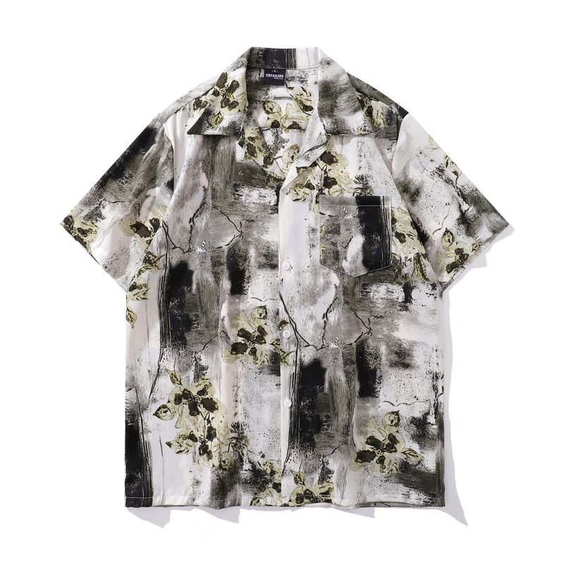 Vintage Short Sleeve Vacation For Men And Women Hawaiian Beach Floral Shirt Summer New Style_voghion.com