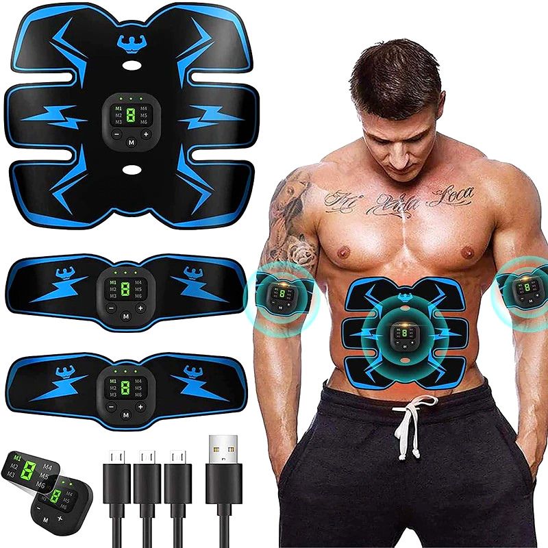 Rechargeable EMS Abdominal Muscle Stimulator ABS Trainer Toner Fitness Belt_voghion.com