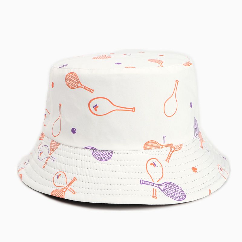 Bucket hat women's new tennis print double-sided wearing basin hat fashion badminton racket basin hat sun hat_voghion.com