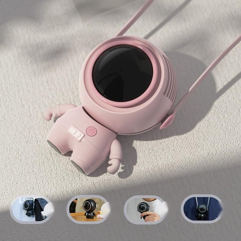 USB Neck Hanging Handheld Lazy Mini Leafless Astronaut Small Electric Portable Lanyard Space Fan_voghion.com