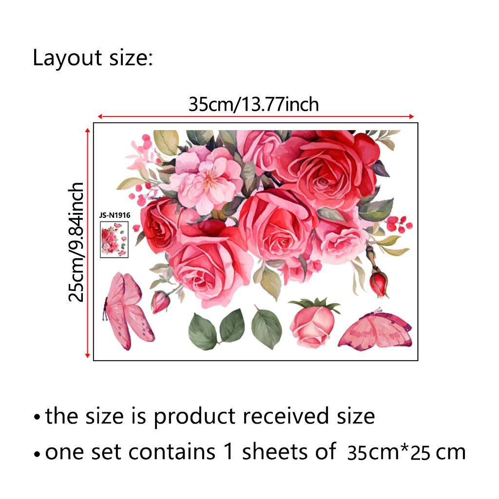 Rose Schmetterling Abdeckung PVC N1916 Dekoration Toilette Wandaufkleber_voghion.com