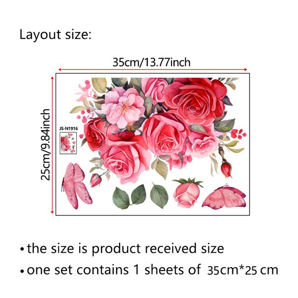 Rose Schmetterling Abdeckung PVC N1916 Dekoration Toilette Wandaufkleber_voghion.com