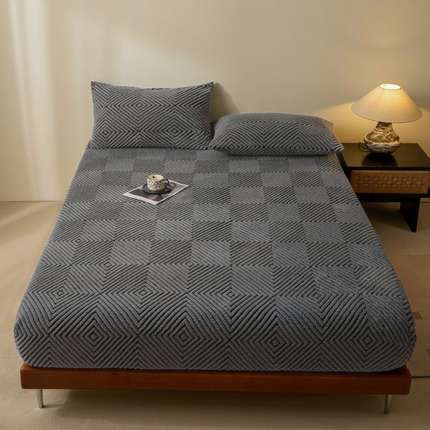 Jacquard Luxury Sun Fleece Fitted Sheet – Soft & Breathable Mattress Protector, Deep Pocket Design, OEKO-TEX Certified (Multiple Colors & Sizes)_voghion.com