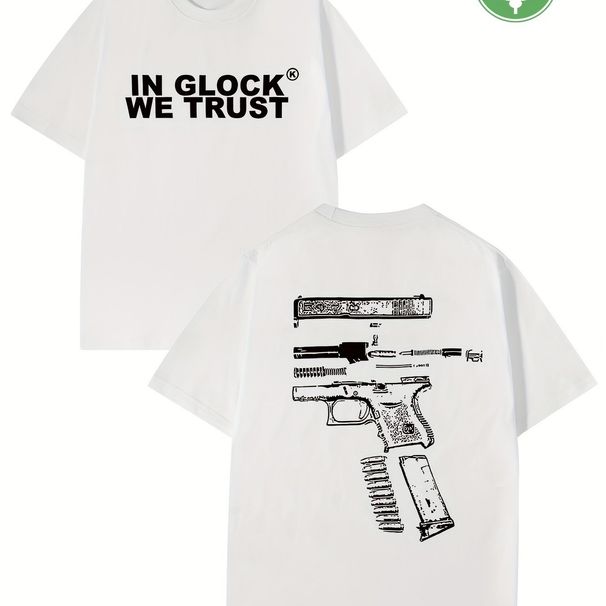 T-shirt da uomo con grafica in stile Glock, 100% baumwolle, Schweißableitend, atmungsaktiv, hochwertiges freizeit-t-shirt per l'esecuzione semplice, perfetta_voghion.com