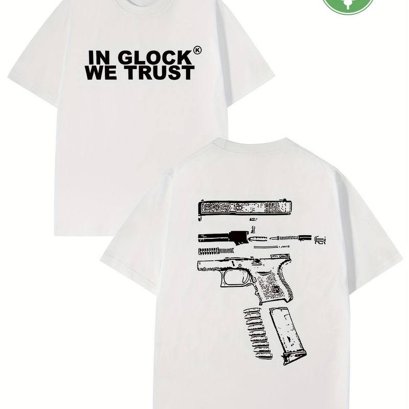 Herren-T-Shirt Mit Grafik Im Glock-Stil, 100 % Baumwolle, Schweißableitend, Atmungsaktiv, Hochwertiges Freizeit-T-Shirt Für Einfache Bewegung, Perfekt_voghion.com