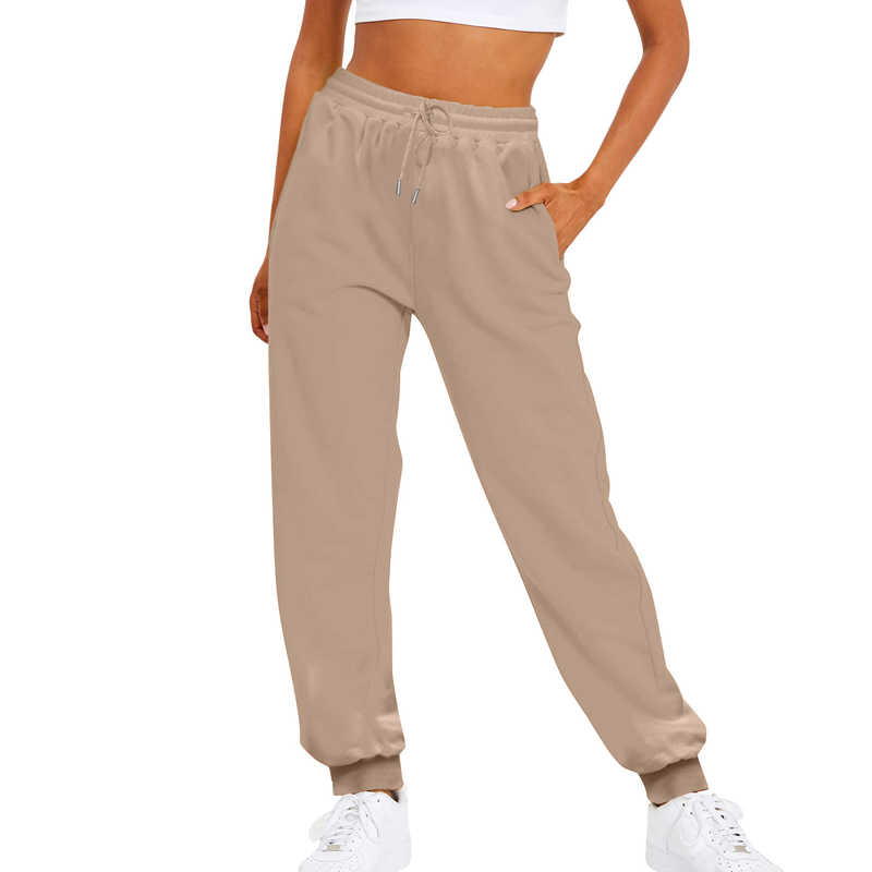 Modische, lockere Jogginghose mit hoher Taille für Damen. Bequeme Jogginghose mit hoher Taille, lässiger Kapuzenpullover mit Taschen_voghion.com