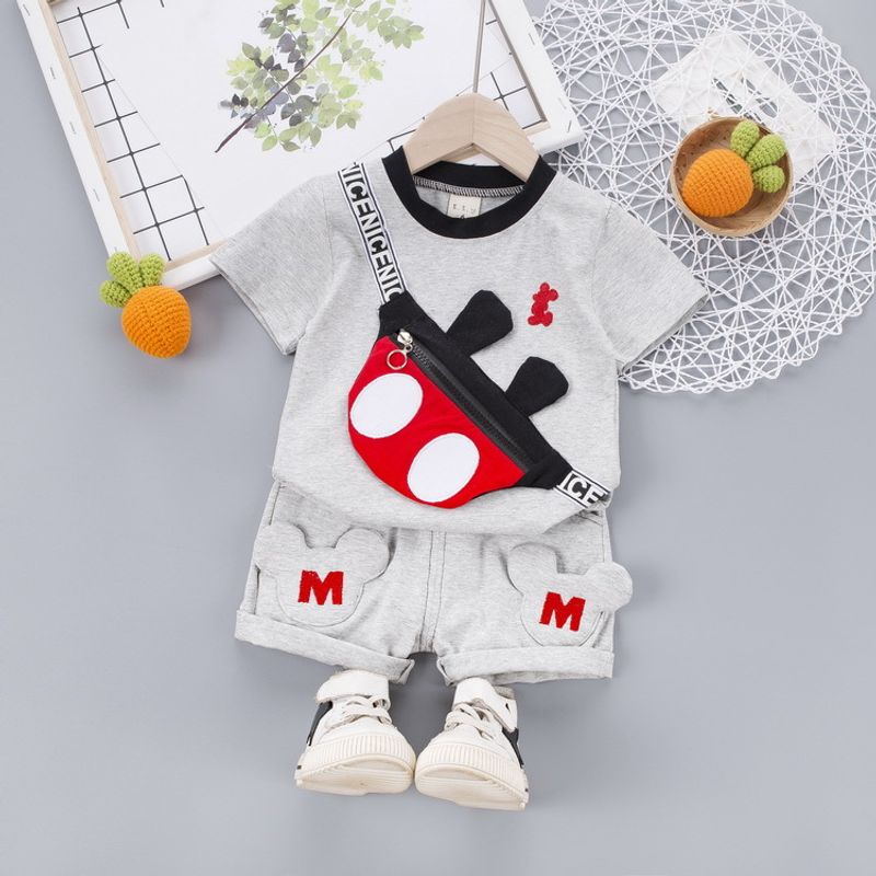 Vestiti per bambini, estivi, a maniche corte, con spacchi, adatti per bambini da 1 a 3 anni, stile cartoon, maglietta in cotone, versione coreana, abbigliamento per bambini di tendenza_voghion.com
