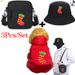 3-teiliges Set mit Taschenmütze mit Tier-Känguru-Muster und lila Sternen, weicher und warmer, bequemer Taschenhut für den Winter, geeignet für Reisen mit Haustieren im Freien, langlebige Haustierausrüstung_voghion.com