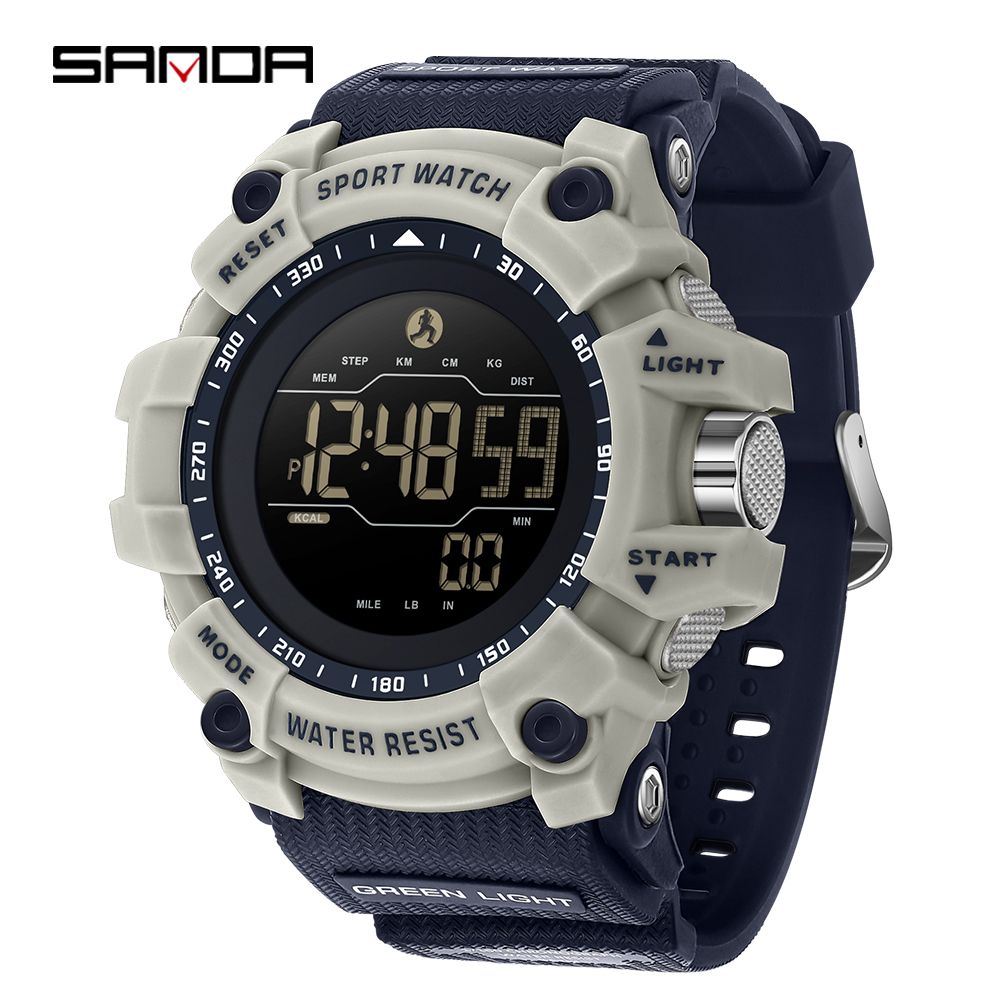 Orologio elettronico per studenti SANDA Fashion, contapassi, calorie, LED, impermeabile, doppio display, orologio elettronico per studenti_voghion.com