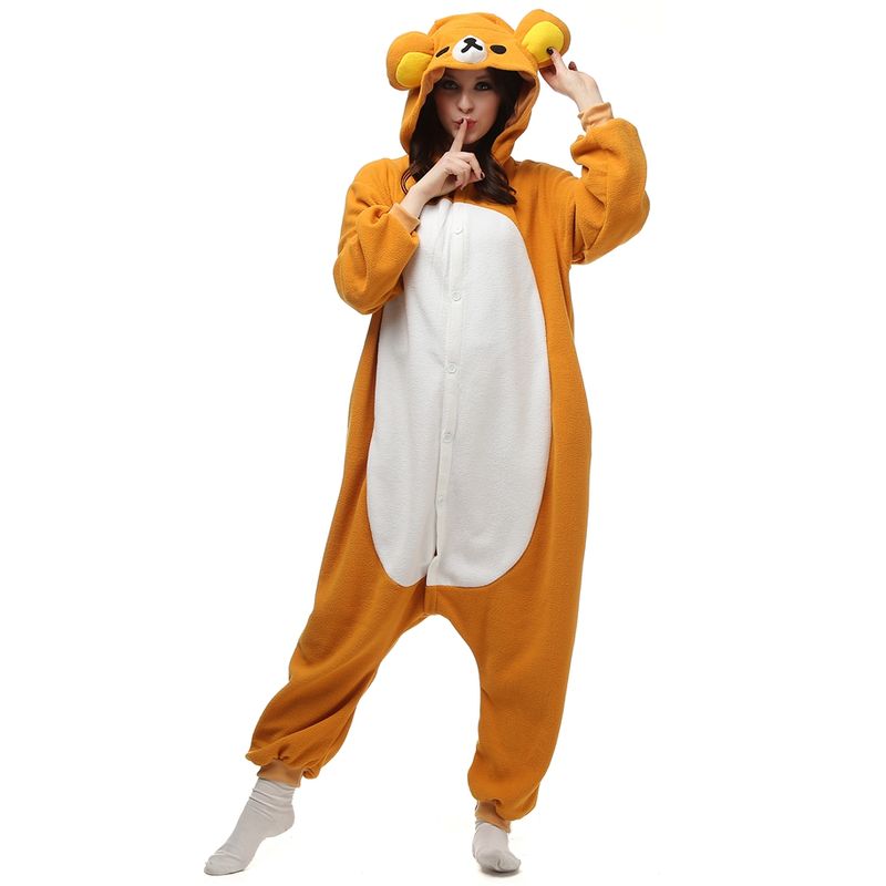 Erwachsene Polar Fleece Kigurumi Rilakkuma Cosplay Kostüm Tier Onesies Pyjamas Halloween Karneval Maskerade Party Overall_voghion.com