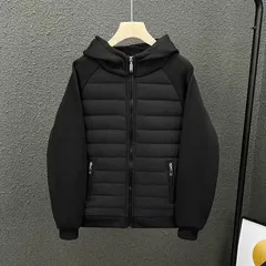 Men's Clothing Men's Autumn And Winter Cotton Casual Hooded Lining Full Edge Light Sweater Couple Jacket Casual Top Solid Color Stitching