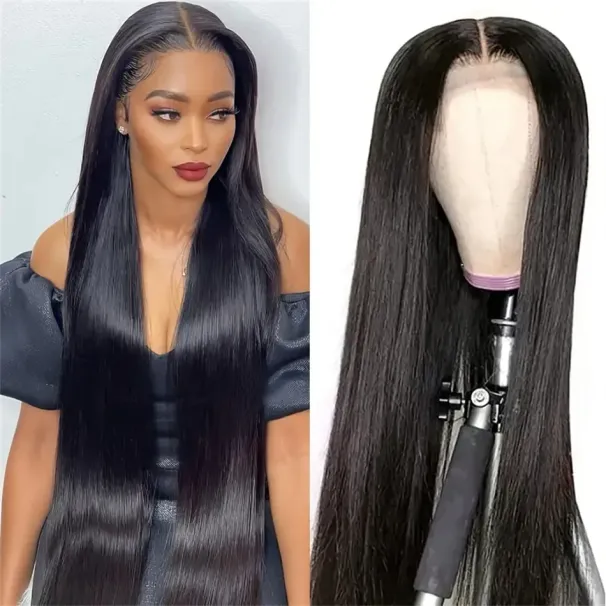 18-36 Brasiilia juustest pitsilise esiosaga parukas 150% 180% tihedusega sirged liimita inimese juustest parukad_voghion.com