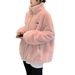 Pink Lamb Wool Coat For Women, Winter Thickened, Petite, High-End Plush Stand Collar Baseball Jacket_voghion.com