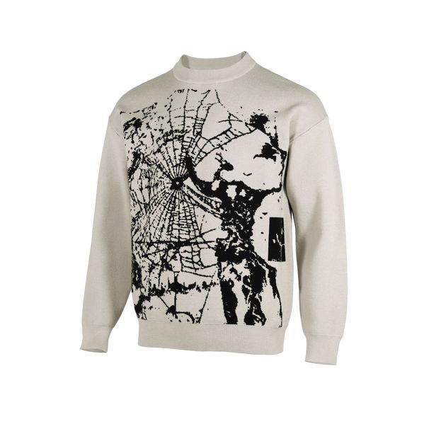 Strickpullover im Gothic-Stil – Oversized-Pullover mit überschnittenen Schultern (Dark Academia Strukturpullover)_voghion.com