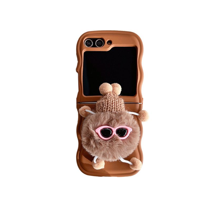Lunettes de soleil de style coréen pour chien pour Samsung Zflip 5 étui de téléphone à écran pliable Samsung Galaxy ZFLIP4 avec lanière_voghion.com