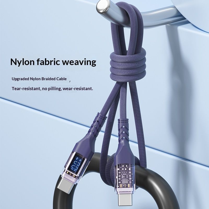 QFV50704555550<=3 100W Transparentes Display Daten kompatibel mit Smartphones 30W Dual Typ-C 66W Super Schnellladekabel_voghion.com