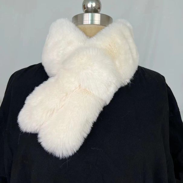 Imitation Rex Rabbit Hair Scarf Cute Rabbit Ears Double-sided Thickened Fur Scarf Winter Warm Versatile Hair Collar Neck Protection_voghion.com