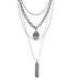 Unisex Hip-Hop Multi-Layer Titanium Steel Necklace Versatile Fashionable High-End Square Pendant Sweater Chain Accessory_voghion.com