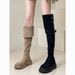 Two-Way Fold Thick-Soled Long For Women 2024 Winter New Chunky Heel Over-the-Knee Riding Boots Spring Autumn Style_voghion.com