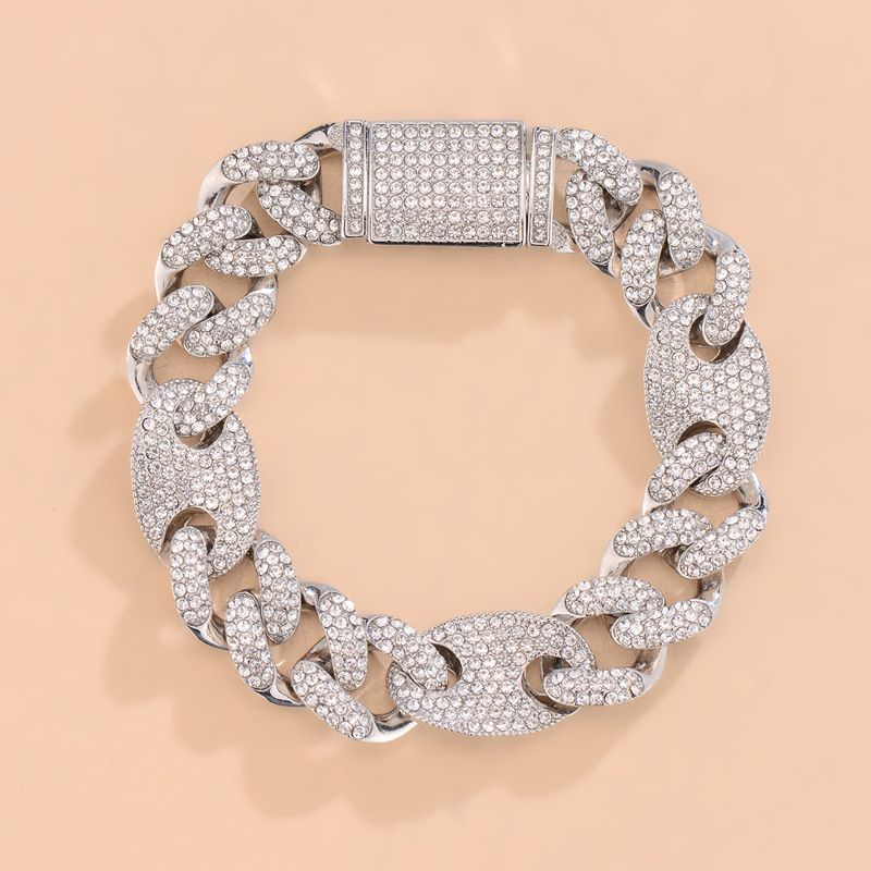 Collana hip hop con catena cubana primaverile, design alla moda, collana in lega di zinco con strass da 15 mm_voghion.com