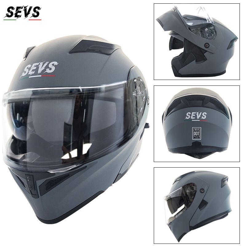 Motorcycle Full Face Helmet With Dual Visor & Bluetooth, ABS Shell, DOT/3C Certified For Men & Women (Multiple Colors & Sizes)_voghion.com