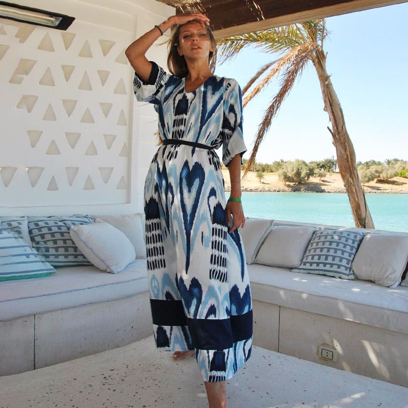 ​​„Fließendes Strandkleid aus Baumwolle für Damen – Leichter Bikini-Badeanzug-Bademantel für Urlaub und Resort (Einheitsgröße, Boho-Stil)“​​_voghion.com