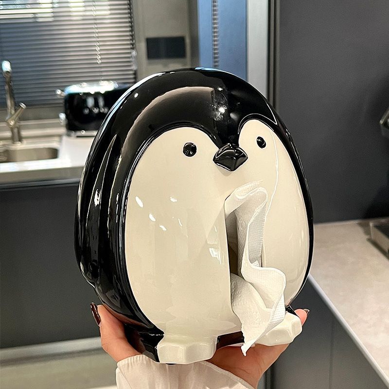 Ceramic Penguin Tissue Box Cover – Modern Home Decor For Living Room, Kitchen & Bathroom (Stylish & Adjustable)_voghion.com