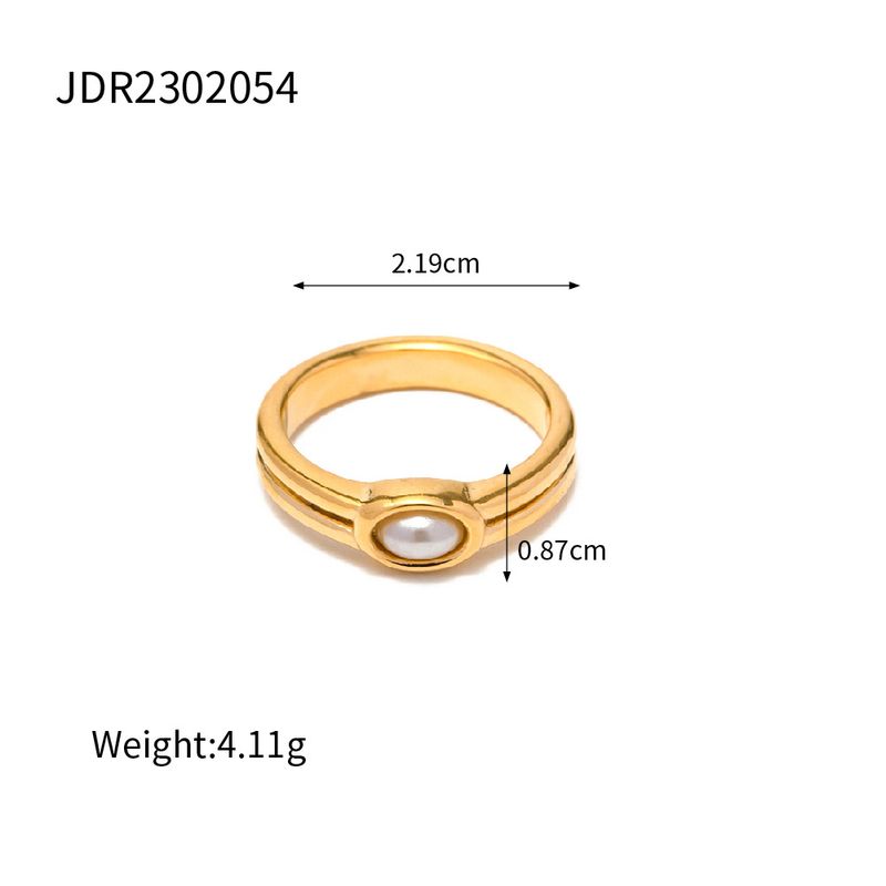 Anello in stile Instagram con perle intarsiate in oro a doppio strato, anello in acciaio inossidabile resistente allo sbiadimento e versatile_voghion.com