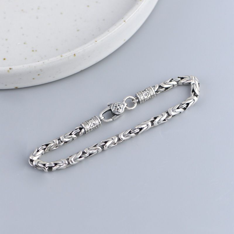 Golden Deer King S Silver Vintage Craft Bracelet Niche Design Cuban Men's Unique Woven Chain_voghion.com