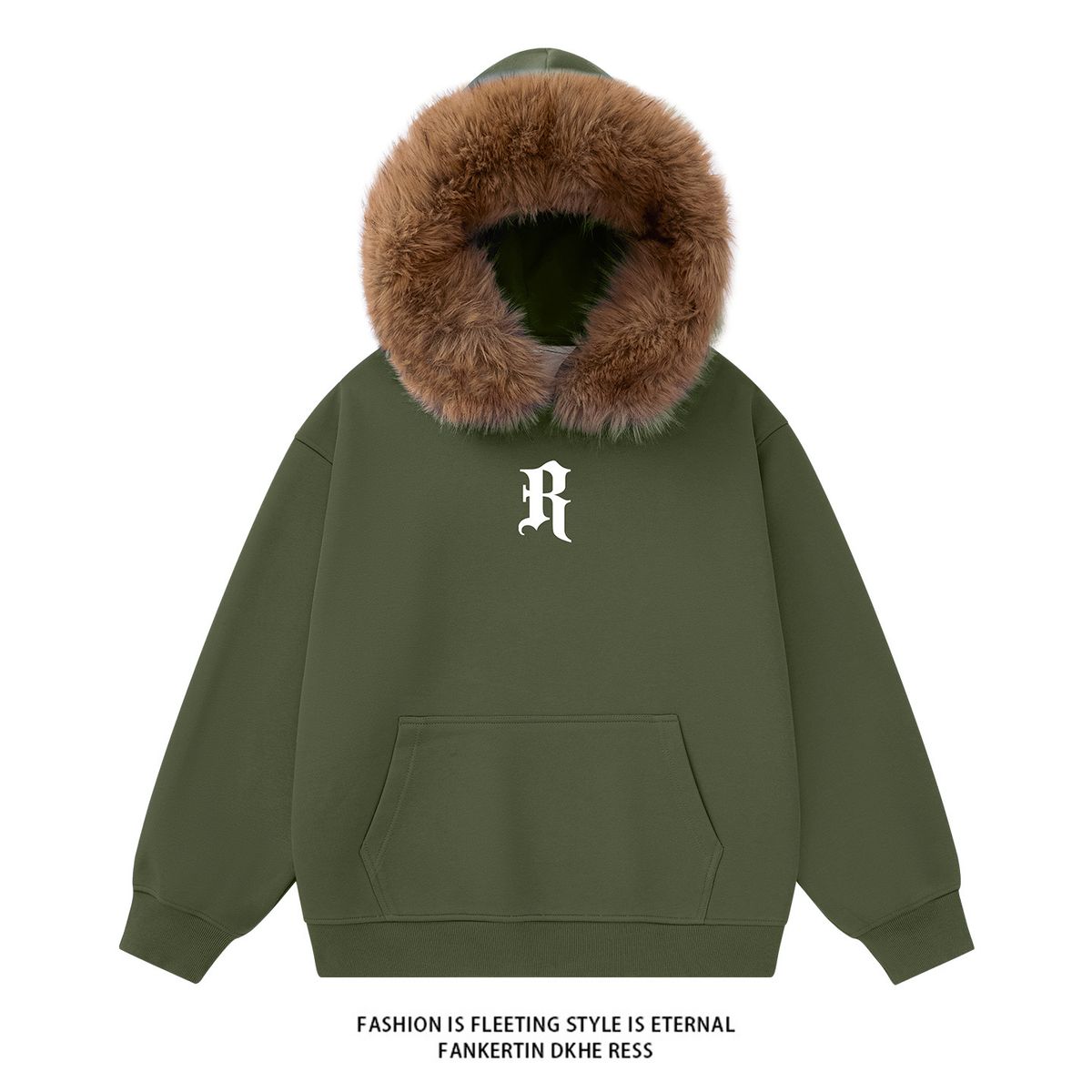 Men's Plus Size Zip-Up Hoodie With Detachable Faux Fur Trim, Oversized Fit, Stylish Streetwear For Winter_voghion.com
