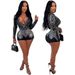 Women's clothing polyester mesh long-sleeved patchwork slim fit jumpsuit Fashionable European and American clothing_voghion.com