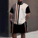 Men's Clothing Plus Size Summer T Shirt Shorts Suit Pattern Splicing 3D Digital Printing Casual Beach Pants Suit_voghion.com