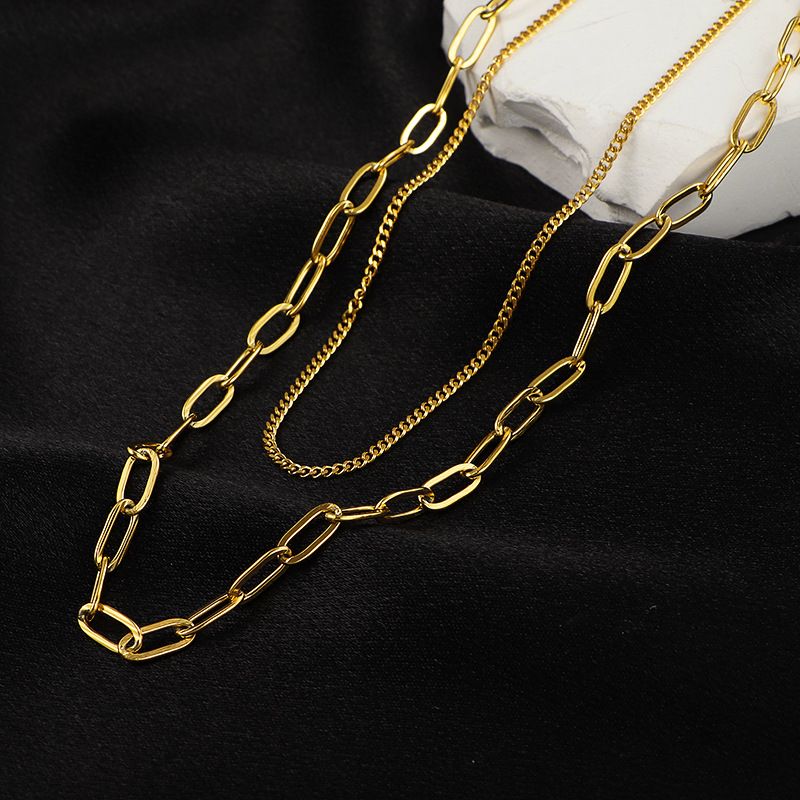 Minimalist Style Paperclip Necklace Layered Cross Side Cuban Light Luxury Niche Clavicle Chain For Women_voghion.com