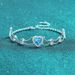 S Sterling Silver Handcrafted Mosang Stone Bracelet With Heart-shaped Edging Precious Blue Color Stone, Sweet And Cute_voghion.com