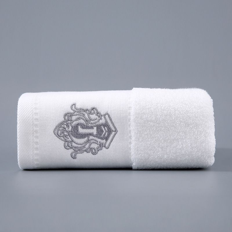 Serviette de toilette en coton de qualité supérieure (7A) antibactérienne, brodée avec bordure en satin platine, emballage cadeau._voghion.com